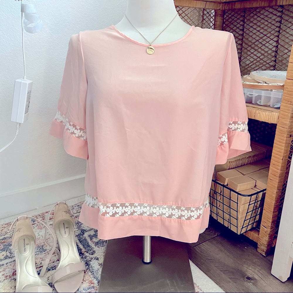 Light Peachy Blouse with Lace Details